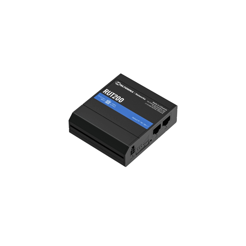 Ruter Teltonika RUT200, Industrial 4G LTE Cat 4, Wi-Fi 4 N300, 2.4GHz, deri në 150Mbps, 1× 10/100Mbps WAN + 1× 10/100Mbps LAN, Mini-SIM - Zezë - 3