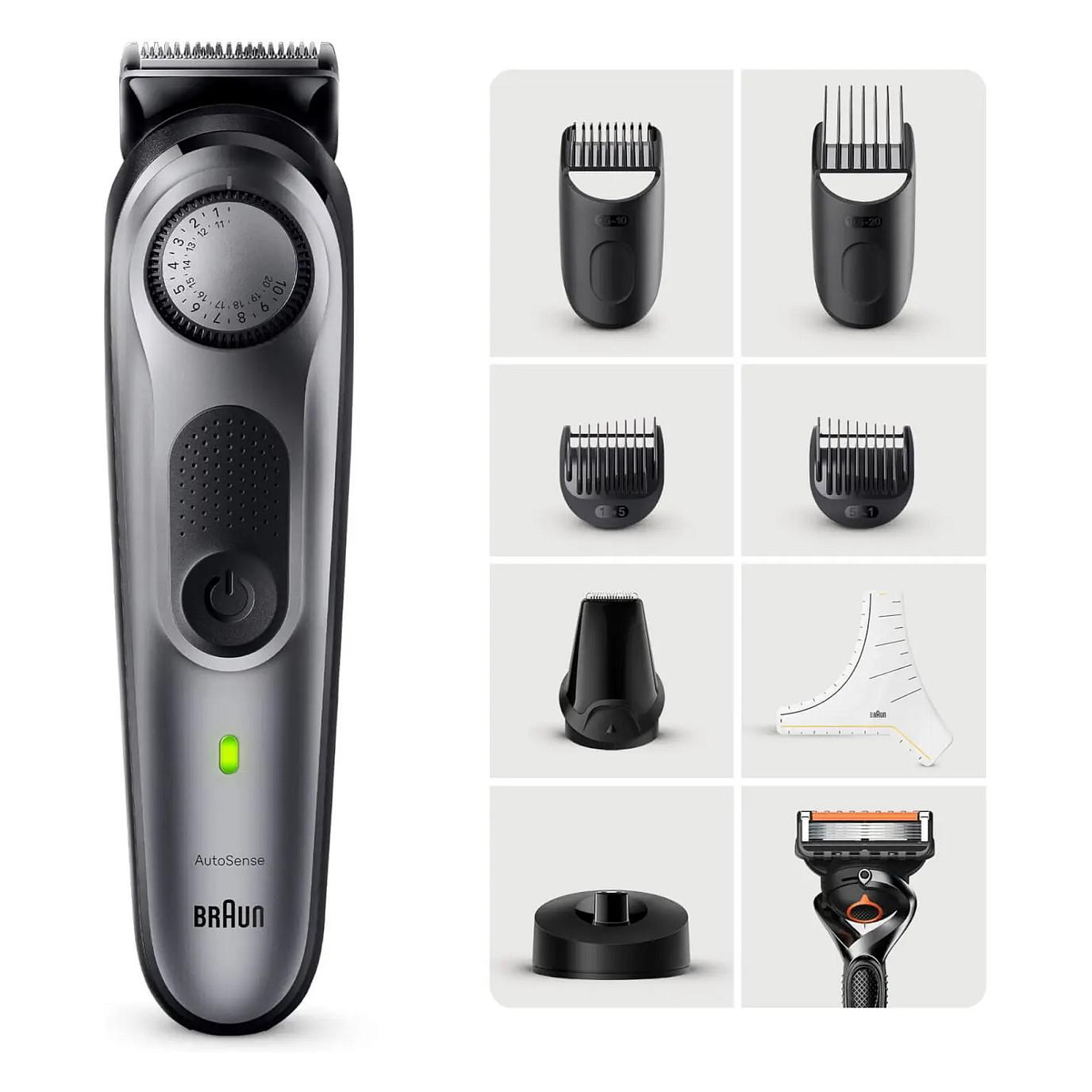 Makinë e rrojës për mjekër Braun Series 7 BT7420 / ProBlade / AutoSense / 40 Nivele / 0.5–20mm / 100 Min / Waterproof – Gri
