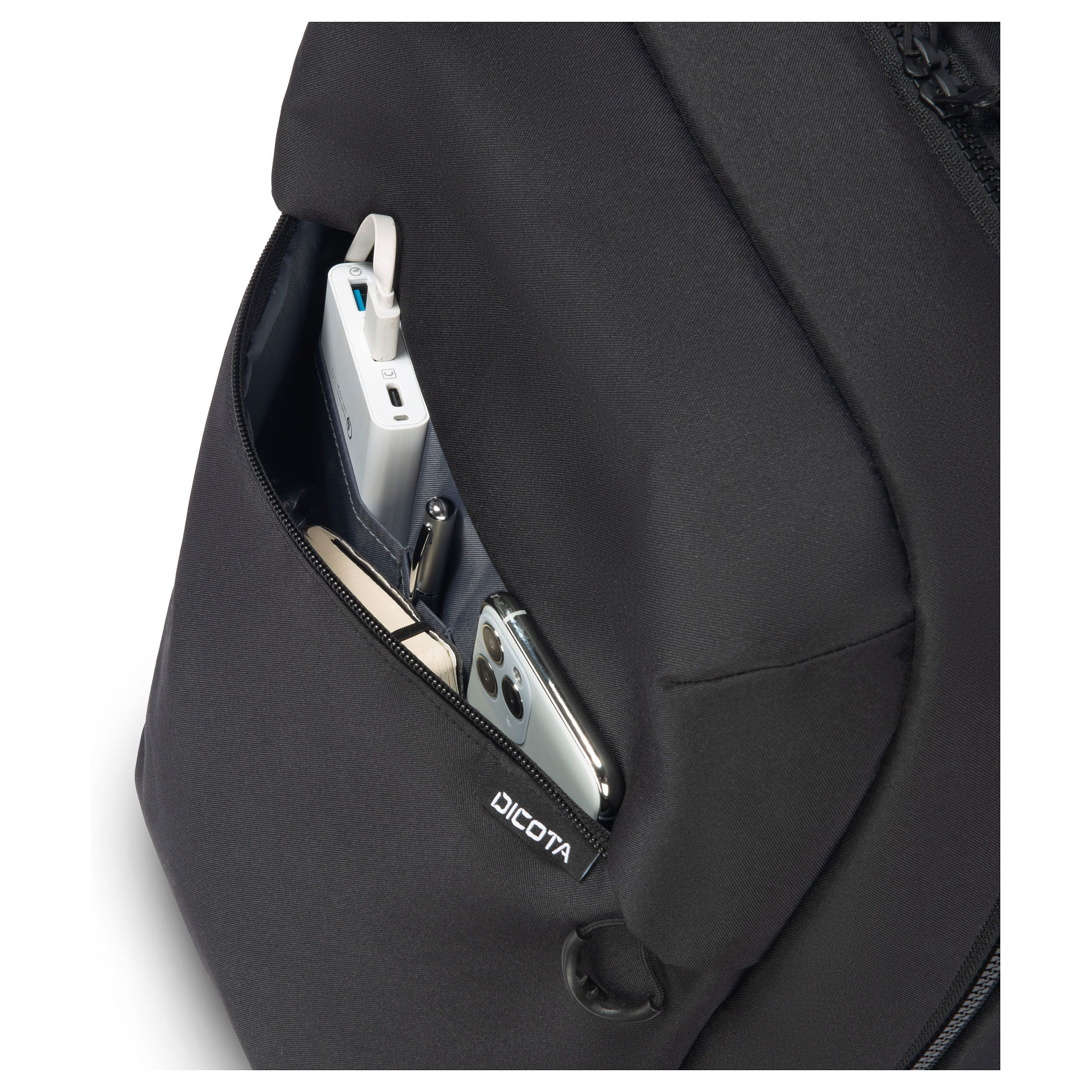 Çantë për laptop DICOTA COMMUTER D32115-RPET / Backpack / 13-16" / 16 L / 300D RPET Polyester / Padded Laptop Compartment / Front Pocket / Side Pocket - Zezë - 6
