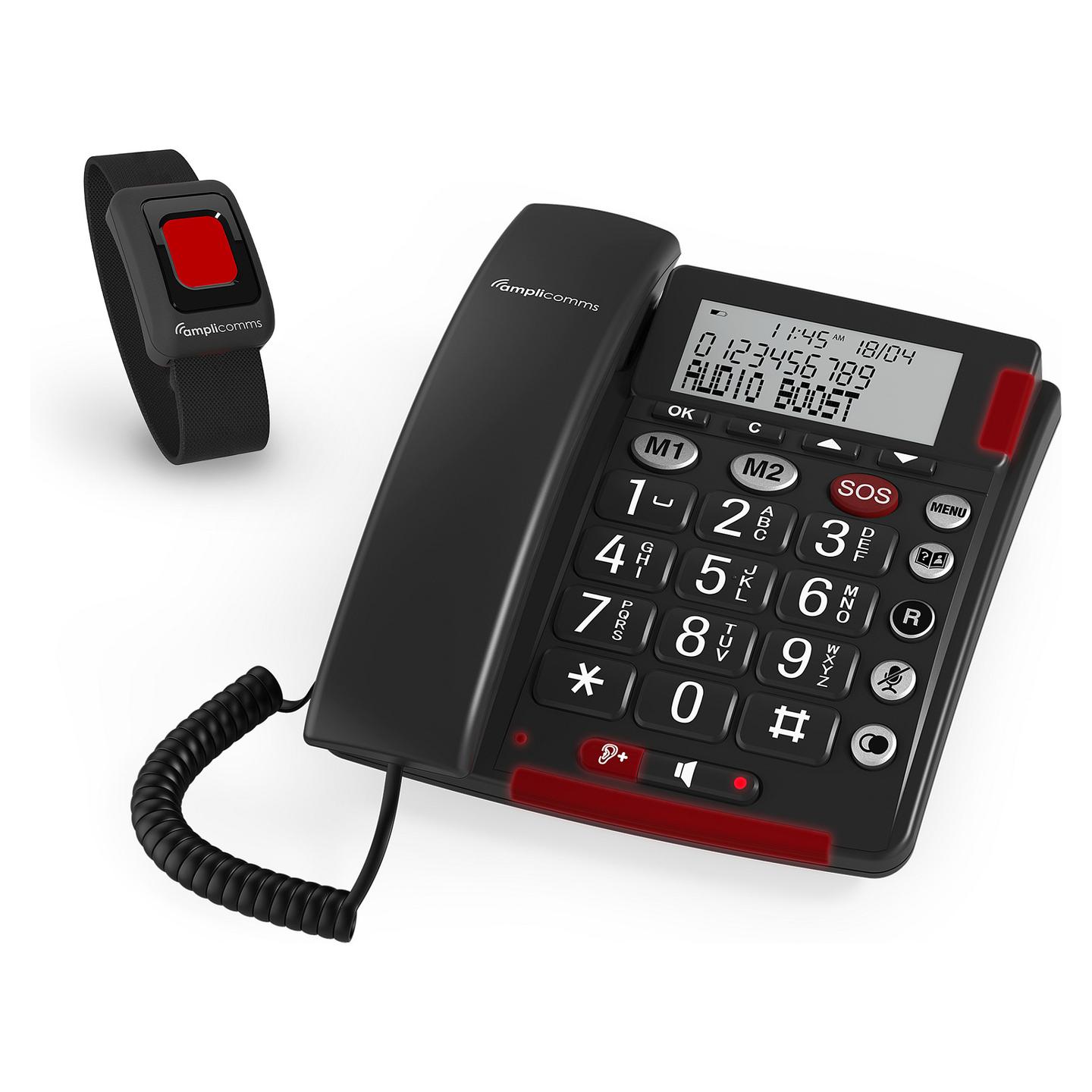 Telefon Analog Amplicomms BigTel 50 Alarm Plus / ATLE1424096 / Me Kabllo / Alarm SOS / +40 dB / Hands-Free / Ekran LCD / 32 Kontakte – Gri e errët - 2
