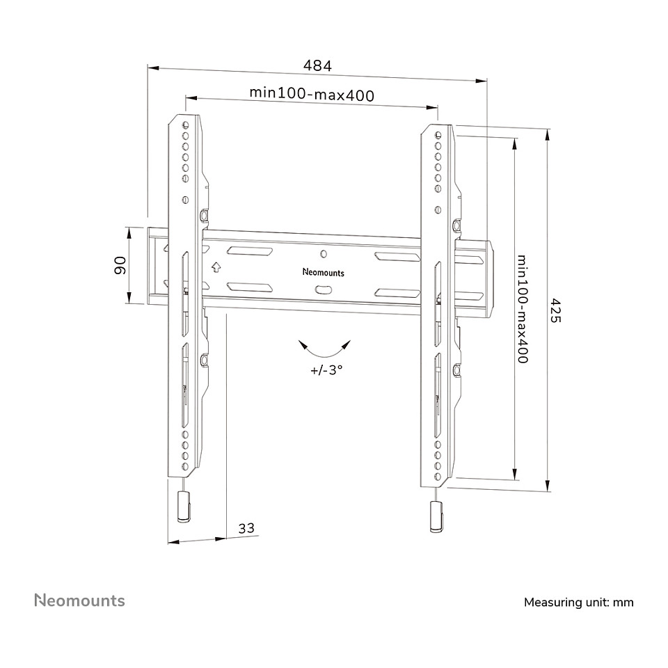 Mbajtëse për TV NEOMOUNTS WL30S-850BL14 Select Screen Wall Mount 81.28-165.1cm 32-65inch max 60kg fixed VESA 400x400 Black - 19