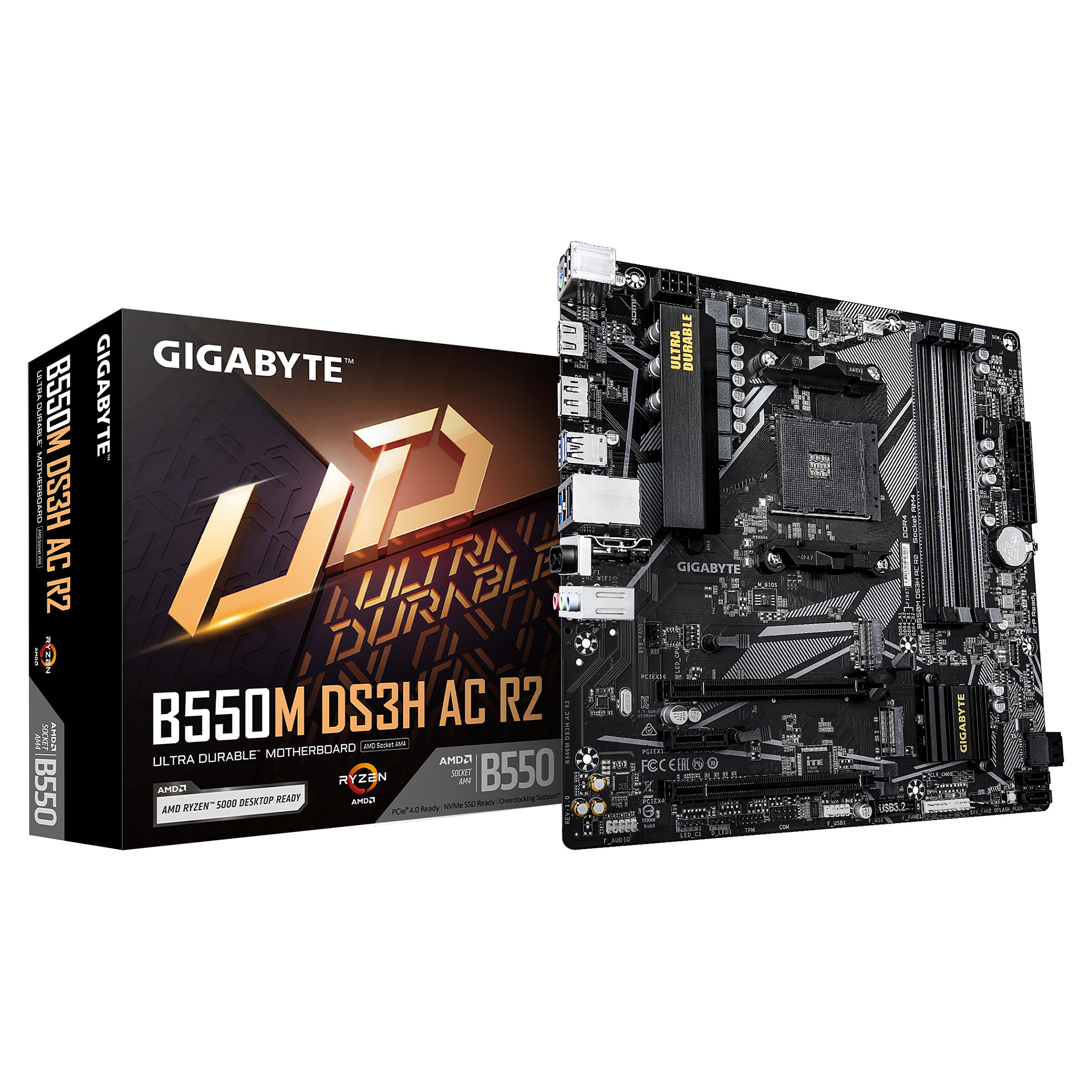 Pllakë Amë AMD AM4 Gigabyte GA‑B550M‑DS3H R2 / DDR4 / mATX / HDMI+DP - 1
