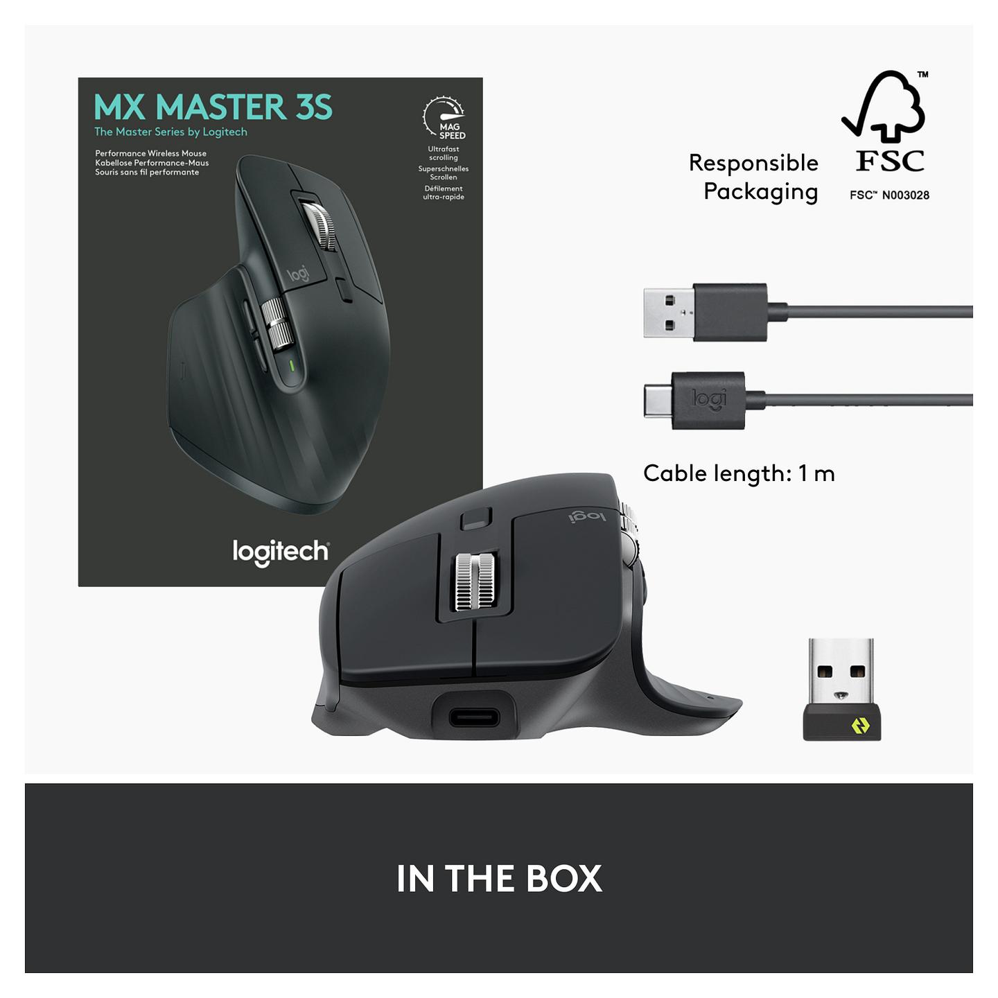 Maus pa kabllo Logitech MX Master 3S / Bluetooth / Logi Bolt / 200–8000 DPI / 7 Butona - Grafit - 20