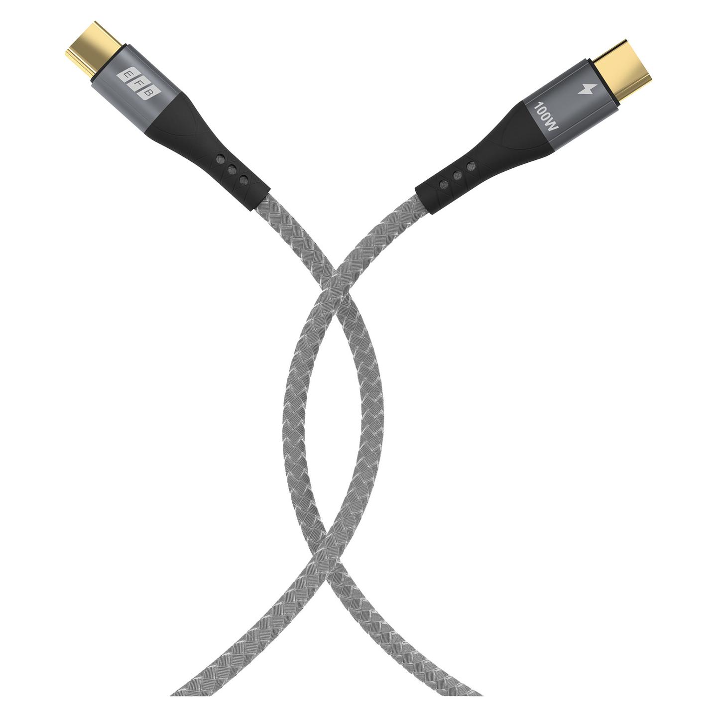 Kabllo USB EFB Elektronik USB-CC-00003 / USB-C në USB-C / 2m / 100W / 5A / USB 2.0 - Hiri - 4