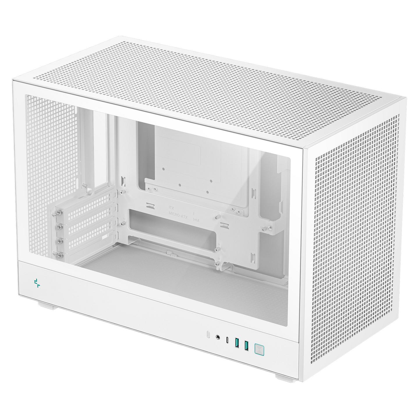 Kasë DeepCool CH260 WH, Mini Tower, Micro-ATX, Mini-ITX, xham i temperuar, mbështetje për radiator 360 mm, USB-C Gen 2, 2x USB 3.0 - Bardhë - 1