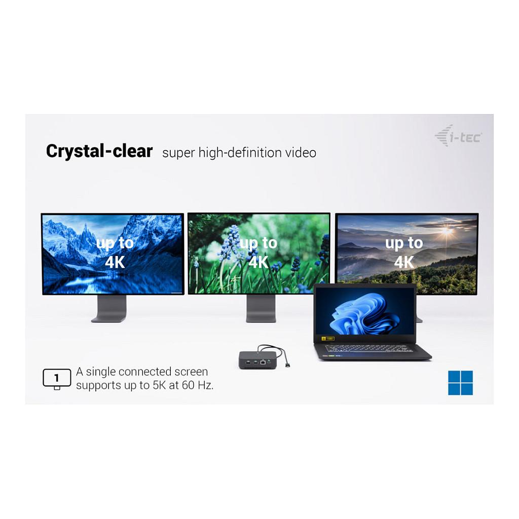 Docking Station i-tec C31TRIVIDPRO100W, USB-C, 2x HDMI, 1x DisplayPort++, 6x USB, Power Delivery 100W, Karikues USB-C 100W - Zezë - 6
