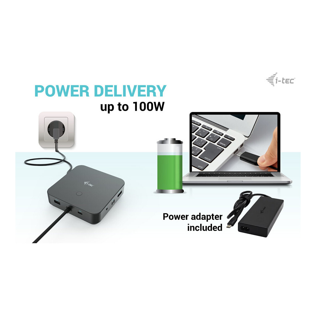 Docking Station I-TEC USB-C / HDMI + 2x DisplayPort / PD / LAN / USB - Metalik - 11