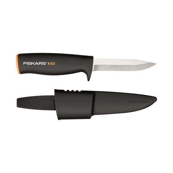 Thikë Universale Fiskars K40, 100mm, Teh prej Çeliku Inoks, Dorezë me Mbrojtëse për Gishtat - Zezë