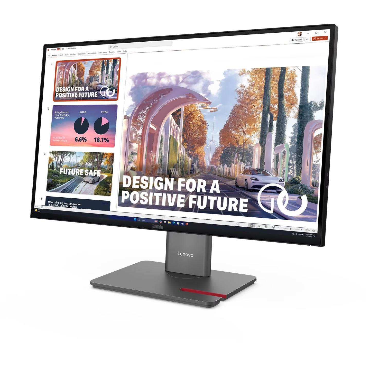 Monitor Lenovo ThinkVision P27QD-40, 27", WQHD IPS, 120Hz, 4ms, HDMI + DP + USB-C - Zezë - 3