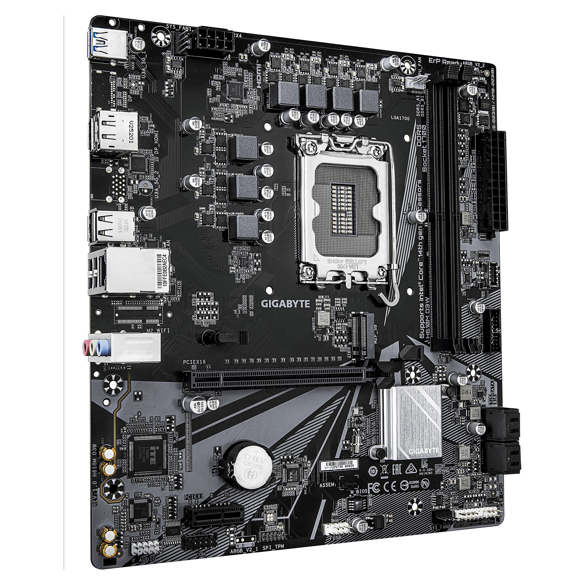 Pllakë Amë Intel Gigabyte H610M D3W Motherboard (H610 / LGA1700 / mATX / DDR5 / HDMI / DisplayPort) - 3