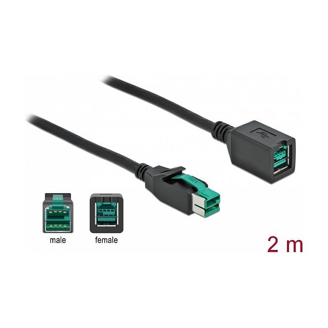 Kabllo për Furnizim me Energji DeLOCK 85981, PoweredUSB 12V në PoweredUSB 12V, 2m, 26/20 AWG, Double Shielded - Zezë - 2