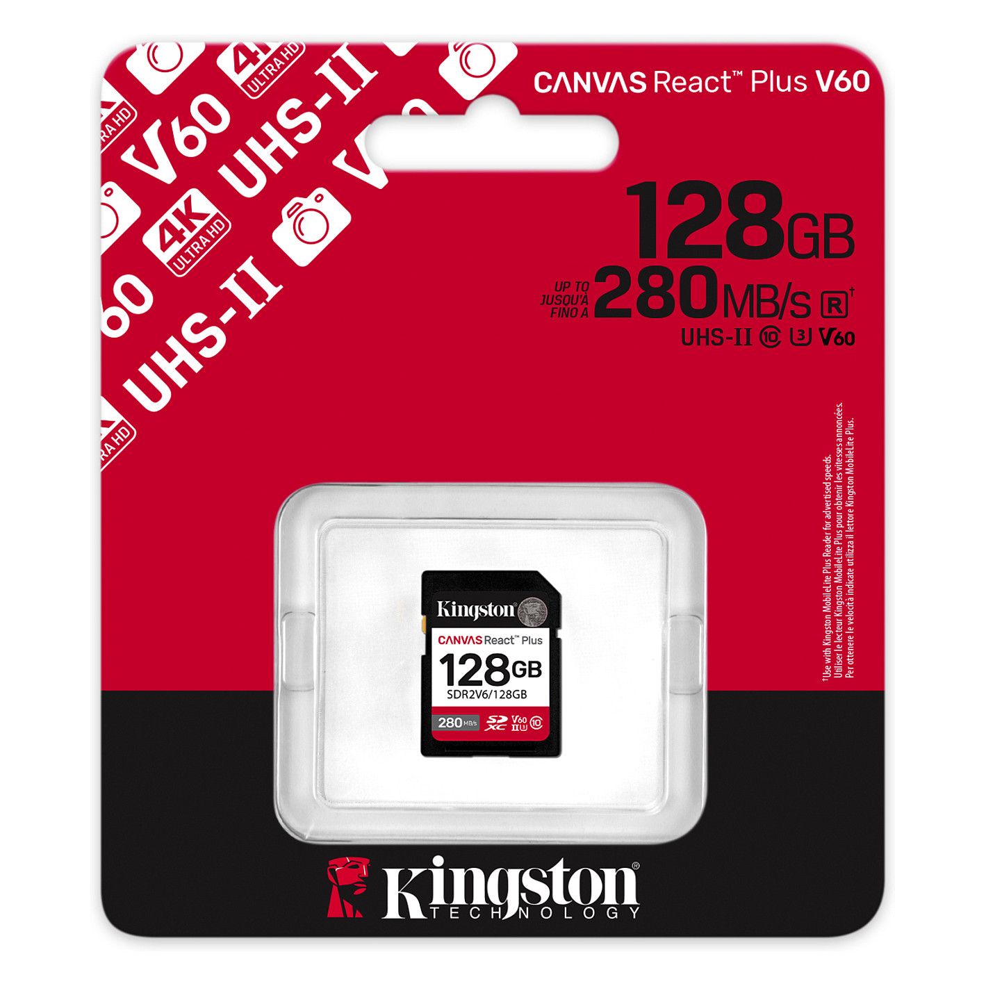 Kartë Memorie Kingston Canvas React Plus / 128GB / SDXC / UHS-II U3 / V60 / 280MB/s – Zezë - 3