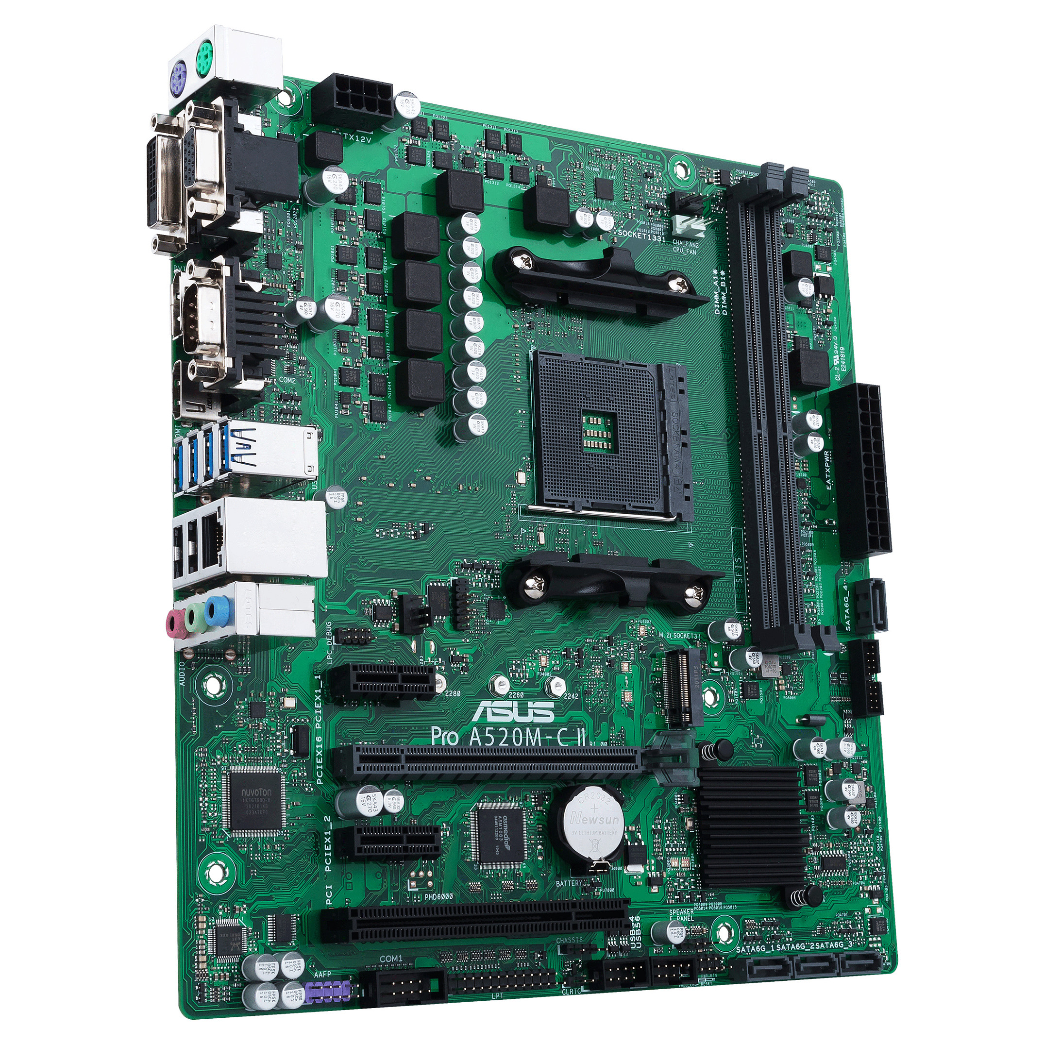 Pllakë Amë AMD AM4 ASUS PRO A520M-C II/CSM D4 / mATX  / DDR4 / HDMI+DP+VGA+DVI - 5