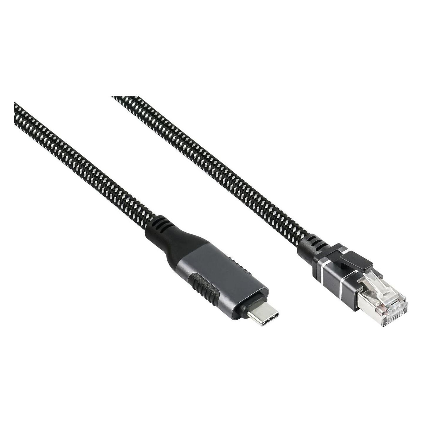 Kabllo për Rrjet Alcasa 2045-CT010A / USB-C Mashkull → RJ-45 Mashkull / Gigabit Ethernet / 1000 Mbit/s / F/UTP / 1m - Antracit