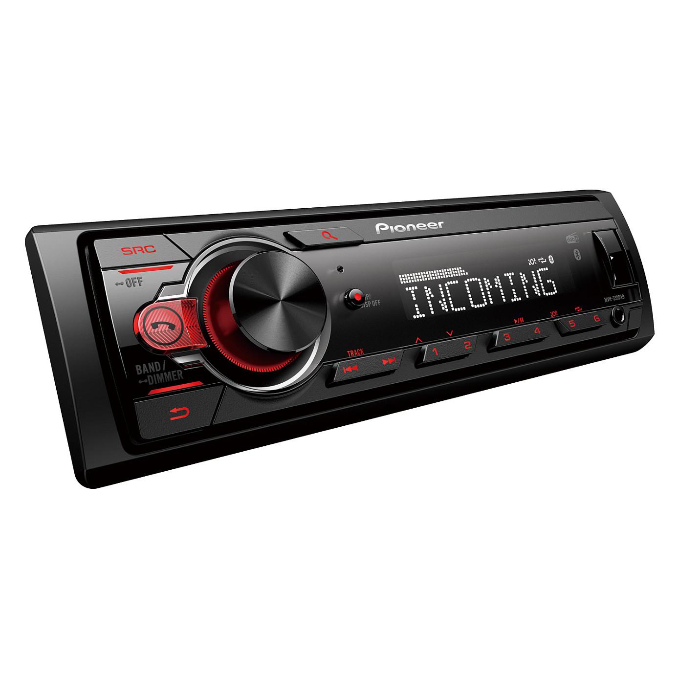Radio digjitale për veturë Pioneer MVH-330DAB, 1 DIN, DAB+, FM, Bluetooth, USB, AUX, 4 × 50 W, ndriçim i kuq - Zezë - 2