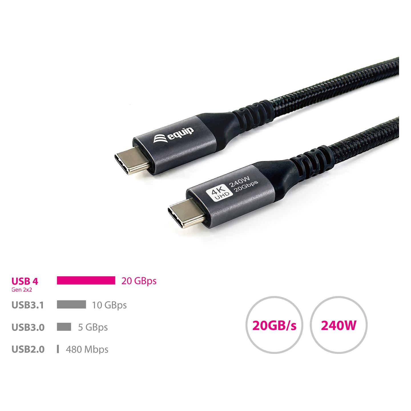 Kabllo USB Equip 128384 / USB-C në USB-C / USB4 Gen 2x2 / 20 Gbit/s / PD 100W / 4K/60Hz / 3m - Zezë - 5