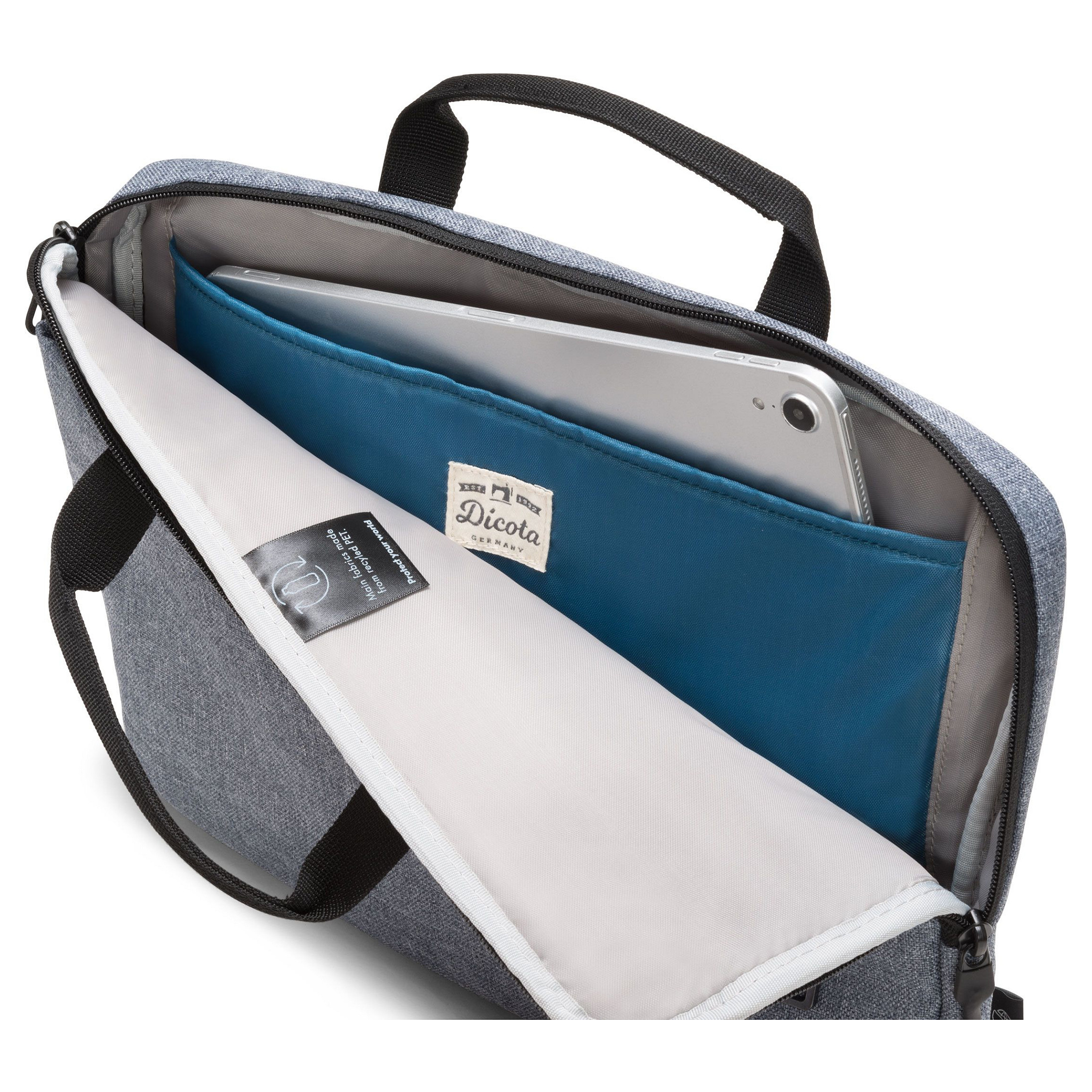 Çantë për laptop DICOTA Eco MOTION D31872-RPET / Briefcase / 14-15.6" / RPET Polyester / HDF Padded Laptop Compartment / Tablet Compartment / Water-Repellent - Gri - 8