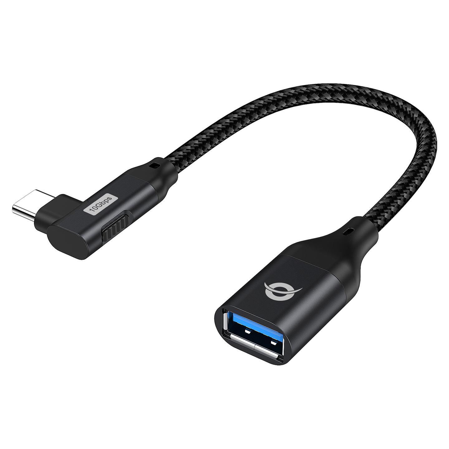 Adapter Conceptronic ABBY19B, USB-C Mashkull në USB-A Femër, USB 3.2 Gen 2, 10Gbps, 0.15m, 90° - Zezë