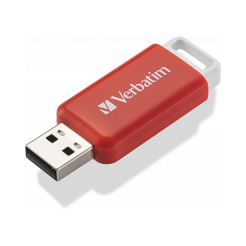 USB Flash Drive Verbatim DataBar / 16GB / USB 2.0 / USB Type-A / Mekanizëm rrëshqitës / 55 × 9.5 × 20.4mm / 9.1g - Kuqe