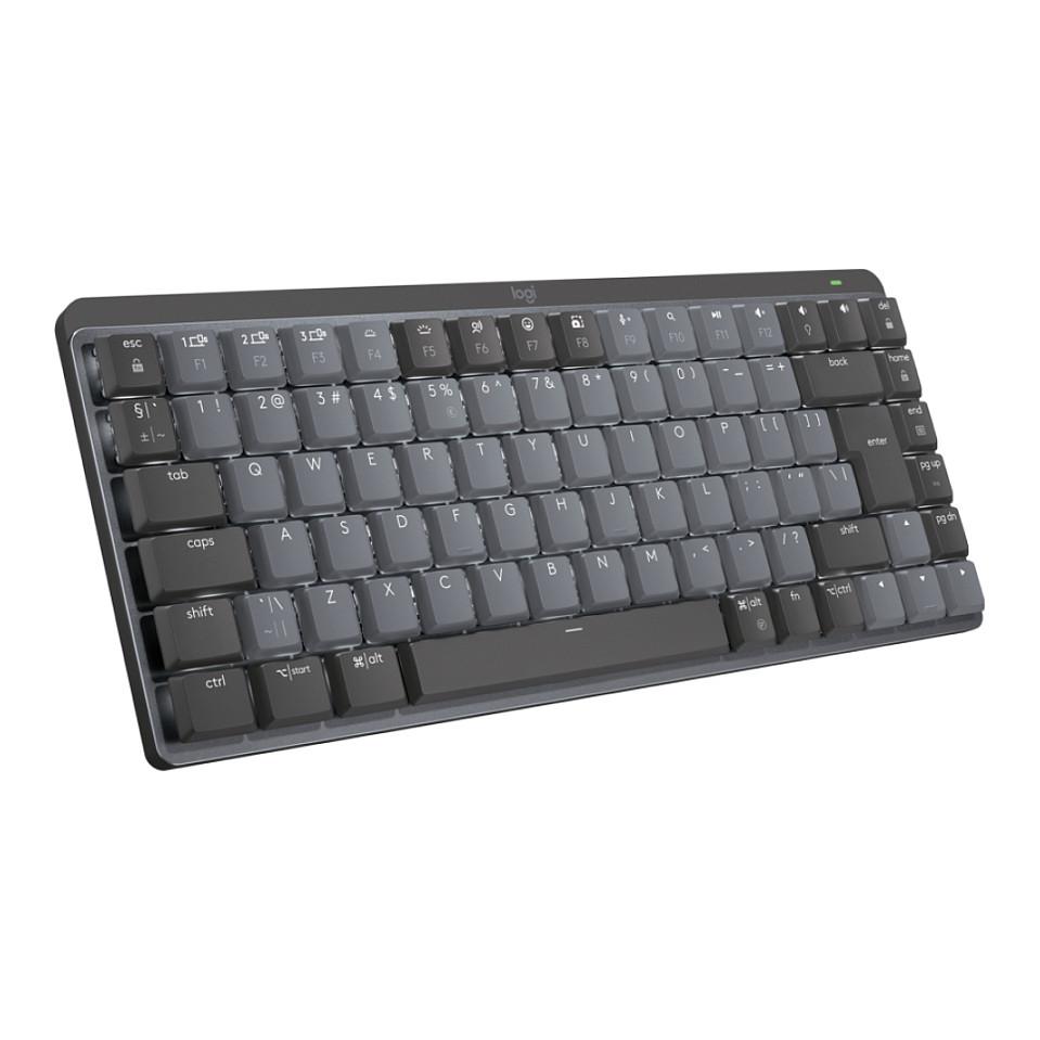 Tastierë pa kabllo Logitech MX Mechanical Mini / US International / Mini / Mekanike / Clicky / Low-Profile / Bluetooth + Logi Bolt / Ndriçim LED – Gri - 3