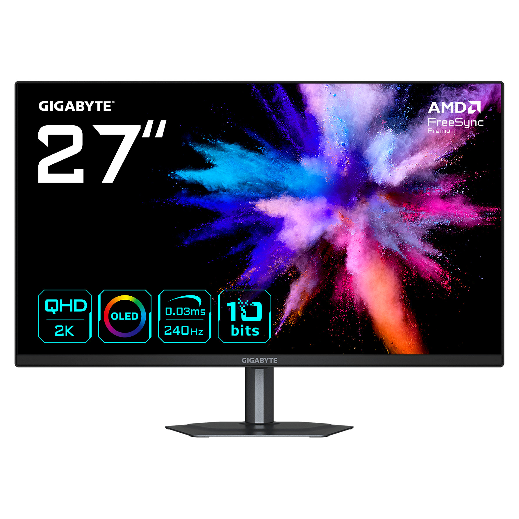 Monitor Gaming Gigabyte GO27Q24 / 27" / QHD QD-OLED / 240Hz / 0.03ms / HDMI+DisplayPort+USB-C - Zezë