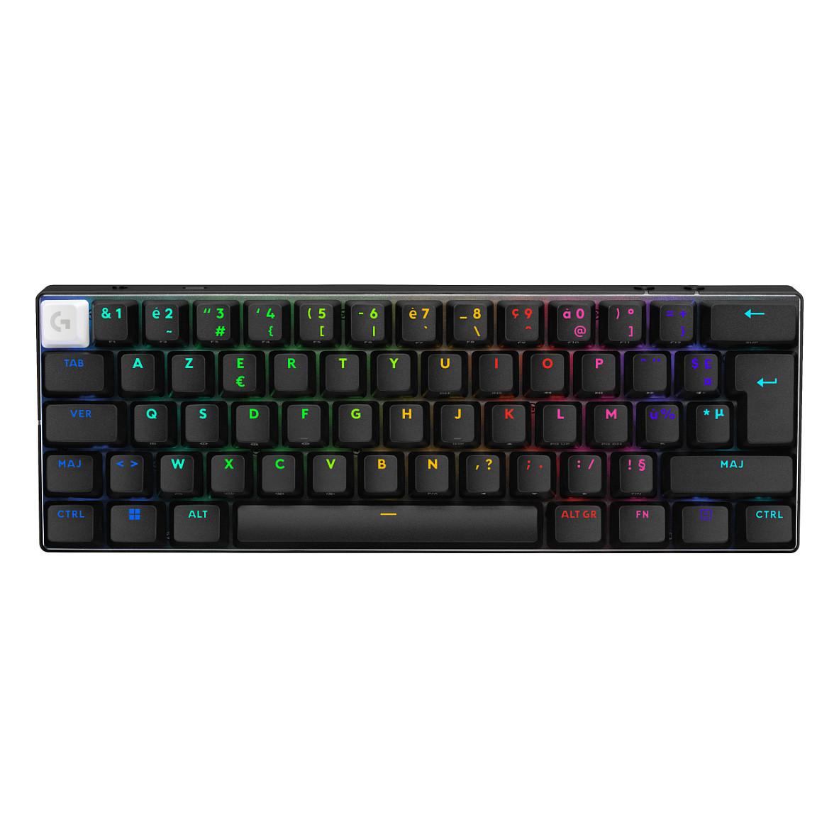 Tastierë Gaming Logitech G PRO X 60 LIGHTSPEED, Wireless, Mekanike, AZERTY Frëngjisht, 60%, GX Optical Tactile, RGB - Zezë - 1