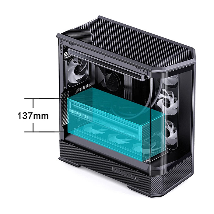 Kasë PC Jonsbo D400 / Midi Tower / ATX / Tempered Glass - Zezë - 21