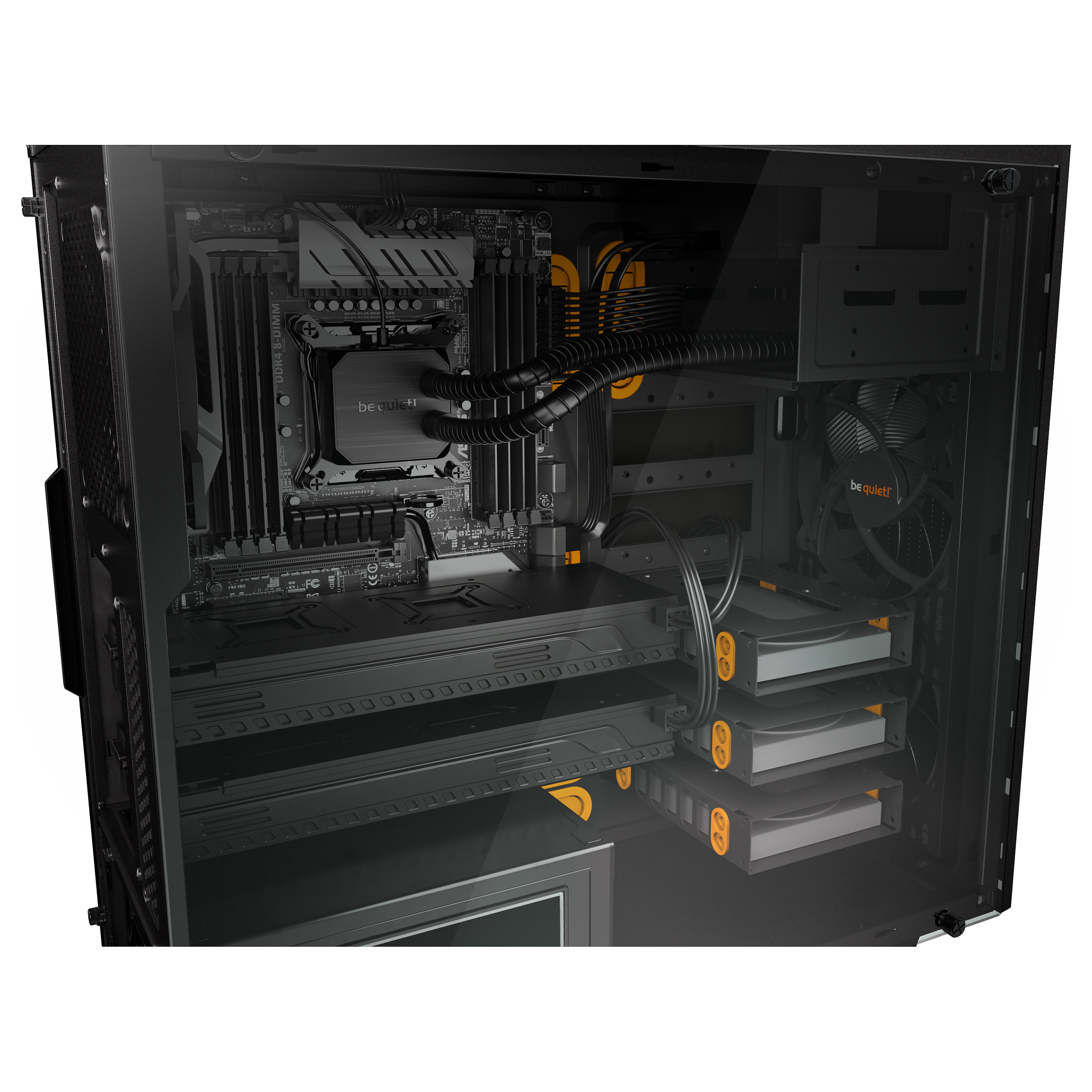 Kasë Midi Tower be quiet! Pure Base 600 Orange Window – Zezë - 6