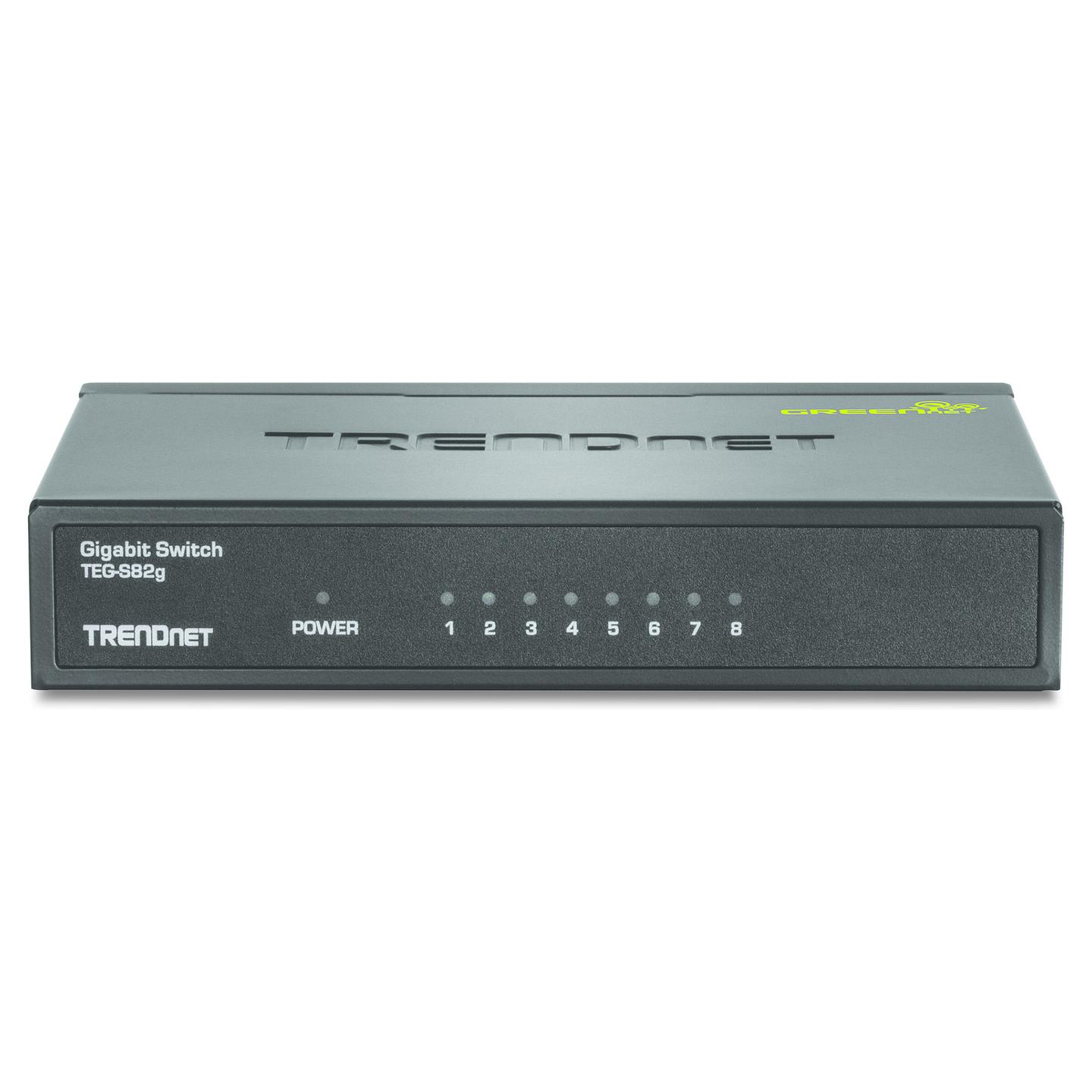 Switch TRENDnet TEG-S82g GREENnet, 8 porta Gigabit Ethernet RJ45, Switching Capacity 16Gbps, Unmanaged, pa ventilator, kasë metalike - Hiri