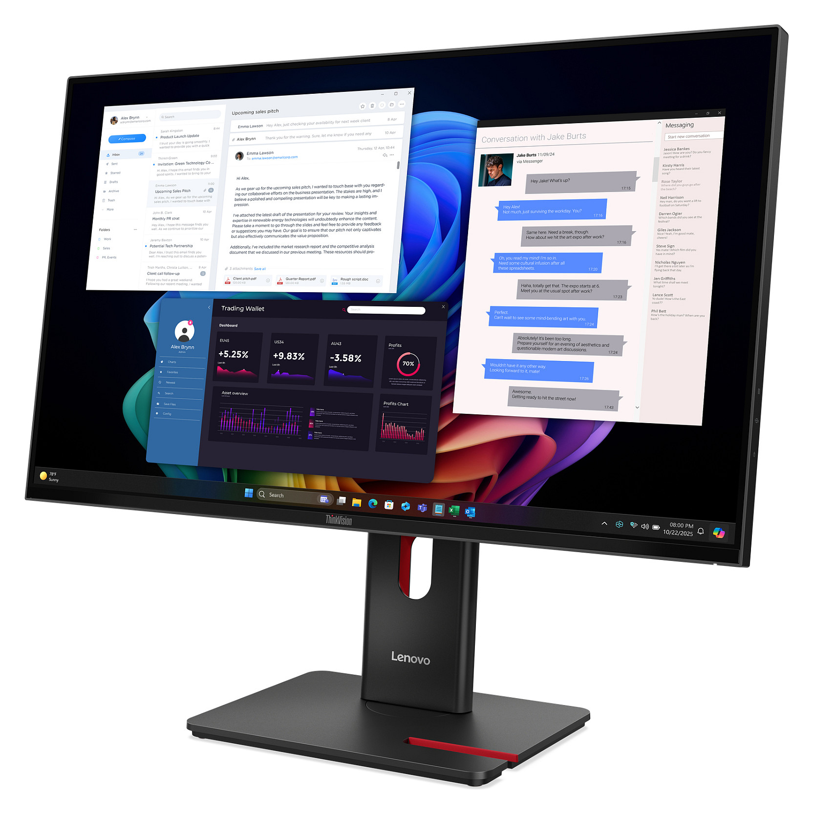 Monitor Lenovo ThinkVision T27UD-40 / 27" / 4K Ultra HD IPS / LCD / 60 Hz / 6 ms / HDMI+USB+DP - Zezë - 3