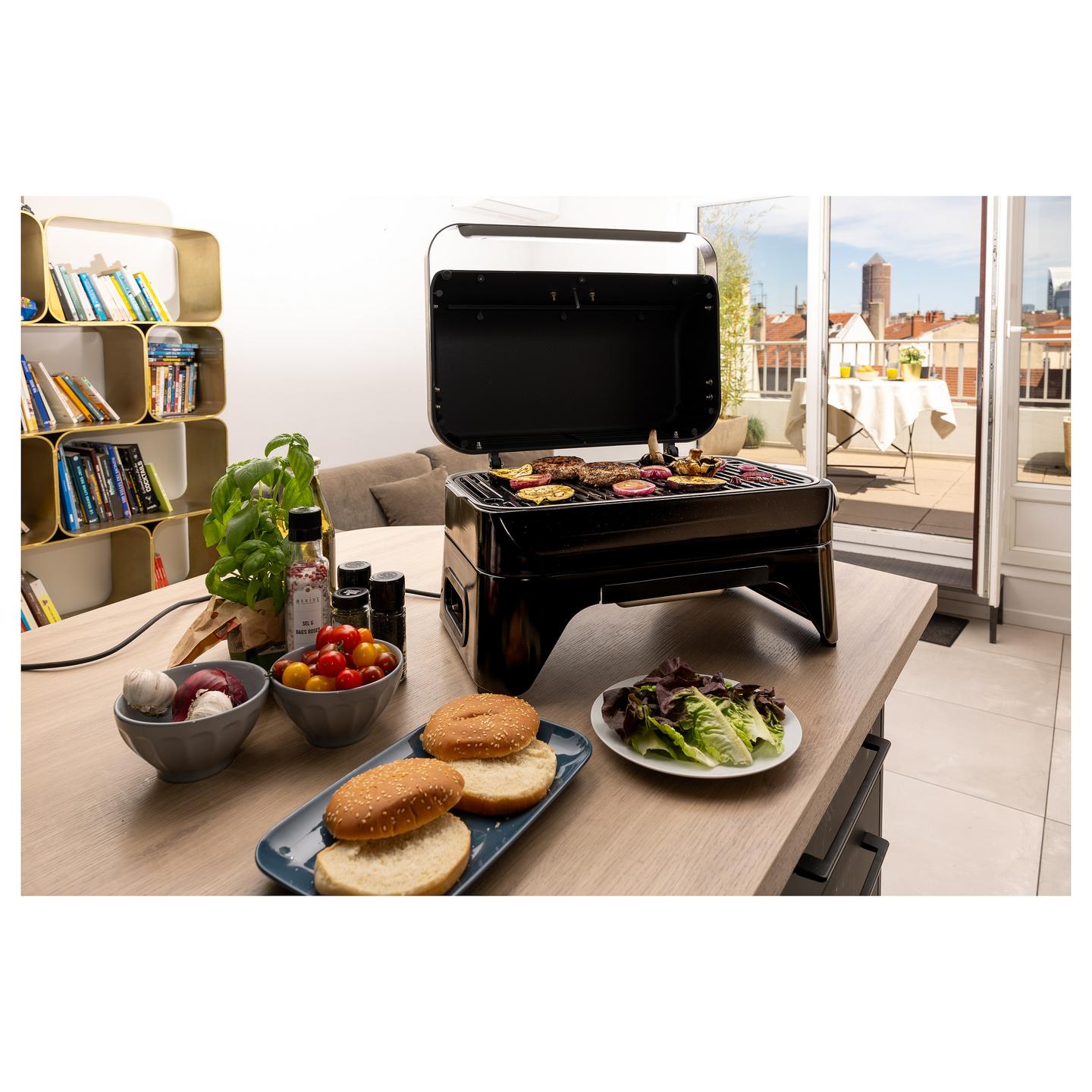 Grill Elektrik CAMPINGAZ Attitude 2GO Electric, 2.2kW, 48x26cm, Gize e Emajlur, Termometër - Zezë - 11