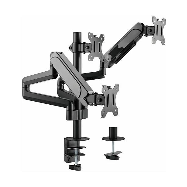 Mbajtëse për Monitor Equip 650134 / 3 Monitorë / 17"-27" / 21kg / Rregullim Lartësie / Gas Spring - Zezë