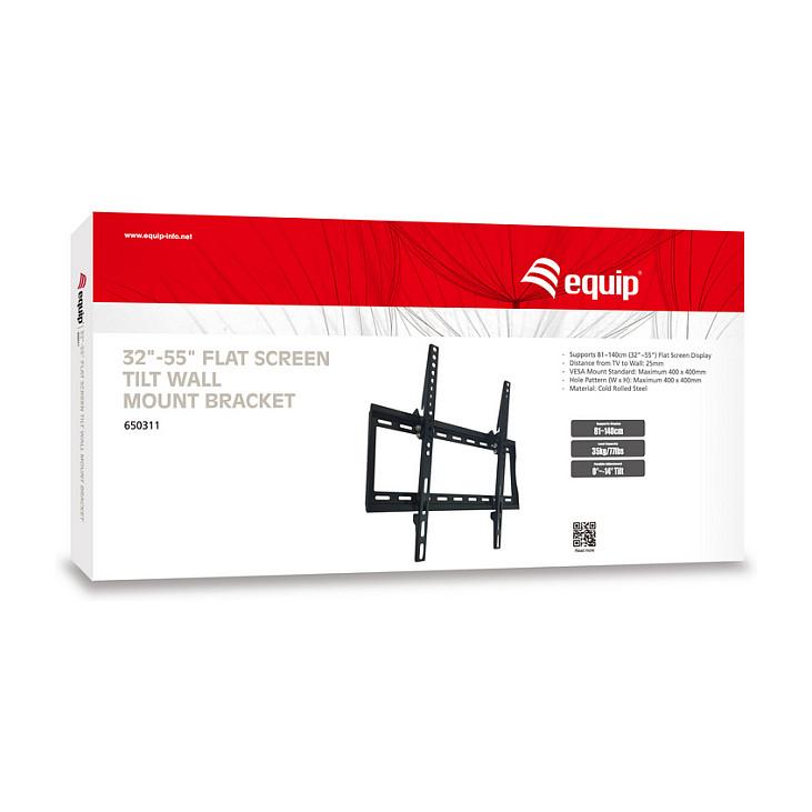 Mbajtëse Muri për TV Equip 650311 / 32"-55" / 35kg / Tilt / -14° deri 0° - Zezë - 5