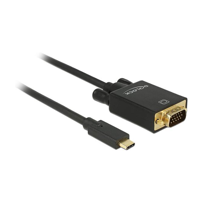 Kabllo VGA DeLOCK 85261 / USB-C në VGA / 1m / QXGA 2048 x 1536 @ 60Hz / DP Alt Mode - Zezë