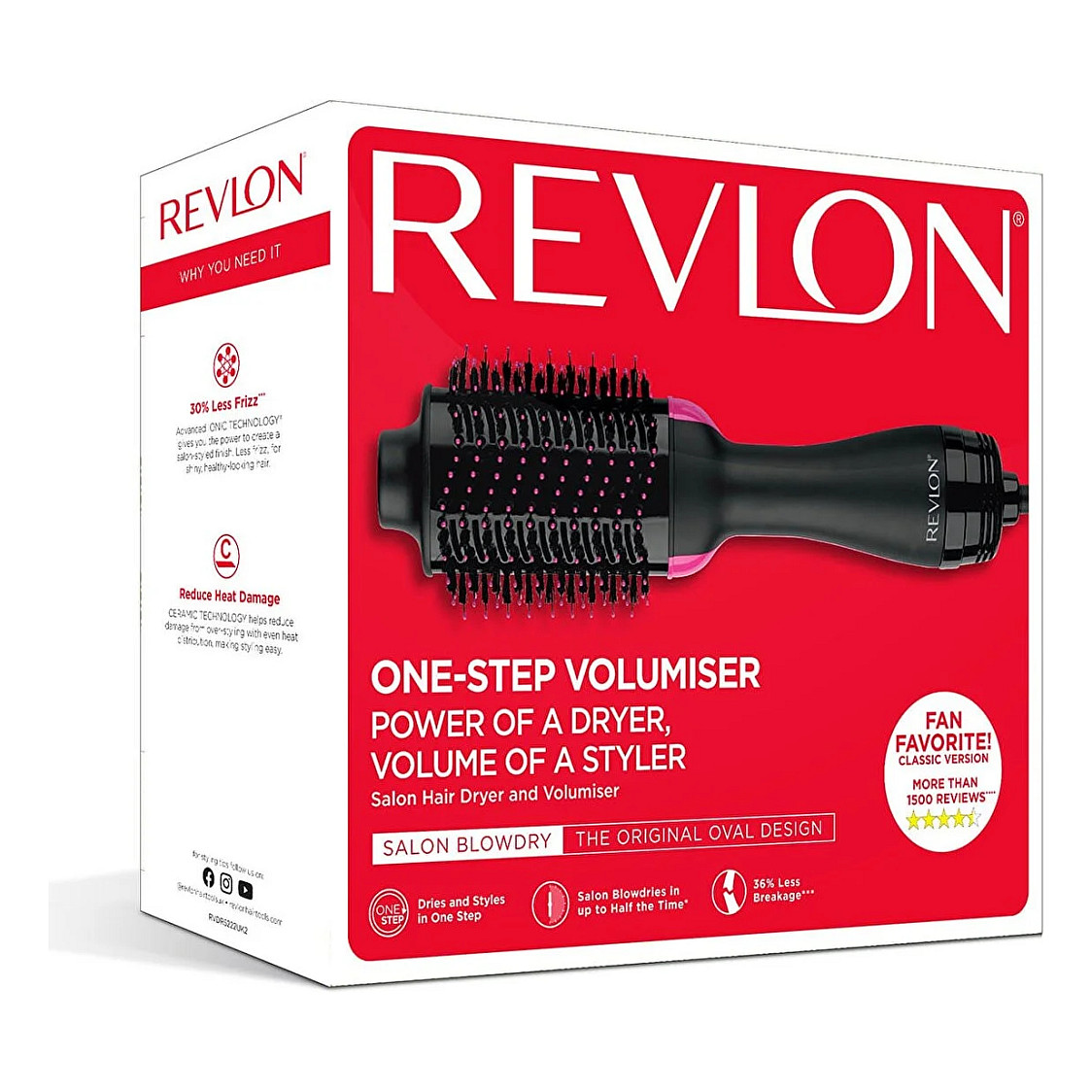 Stiluese për flokë RVDR 5222 E Revlon Salon One-Step Brush me ajër të nxehtë - Zezë/Rozë - 4