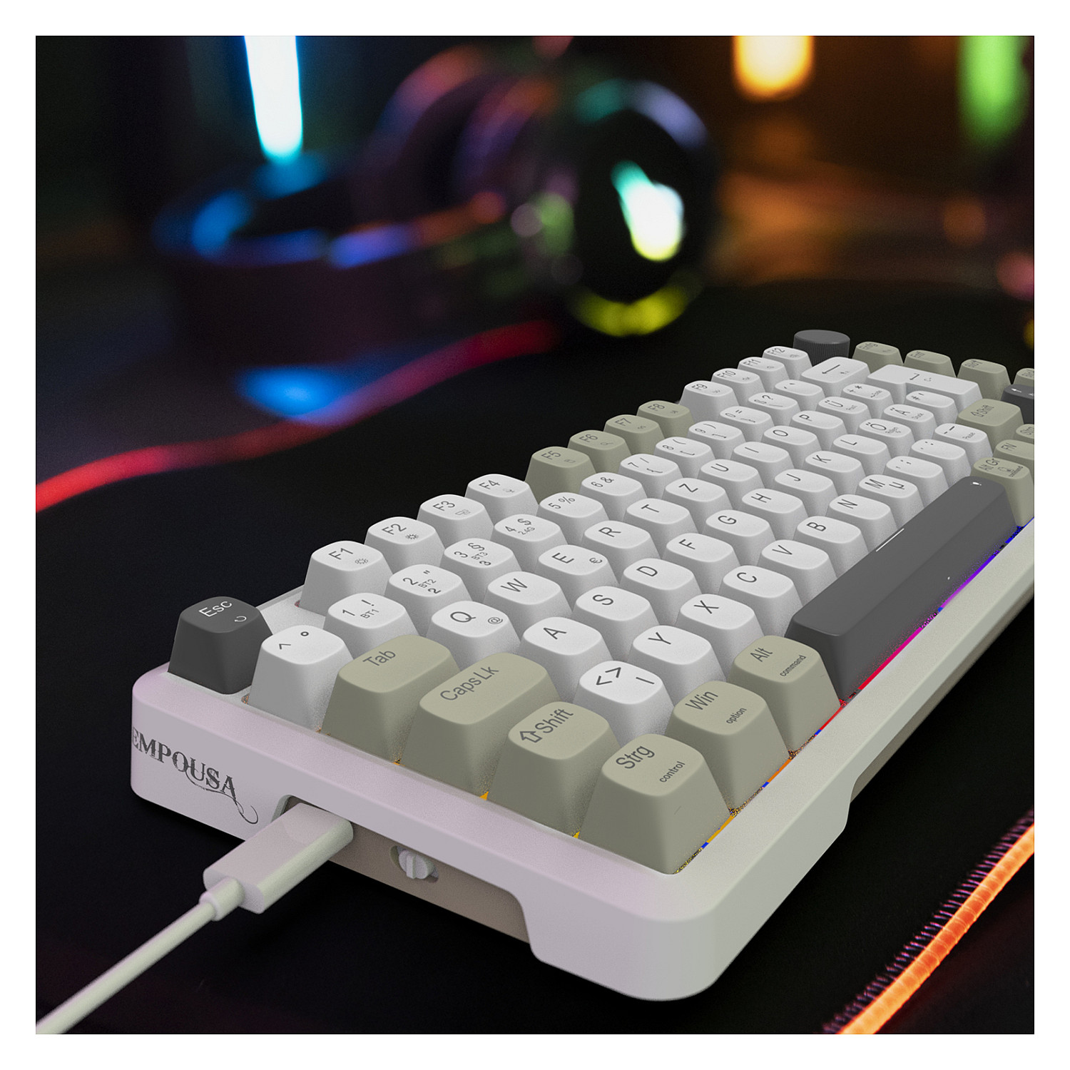 Tastierë Gaming Inca IKG-455 / Wired & Wireless / QWERTY / Mekanike / RGB LED / USB + RF Wireless + Bluetooth - Bardhë - 5