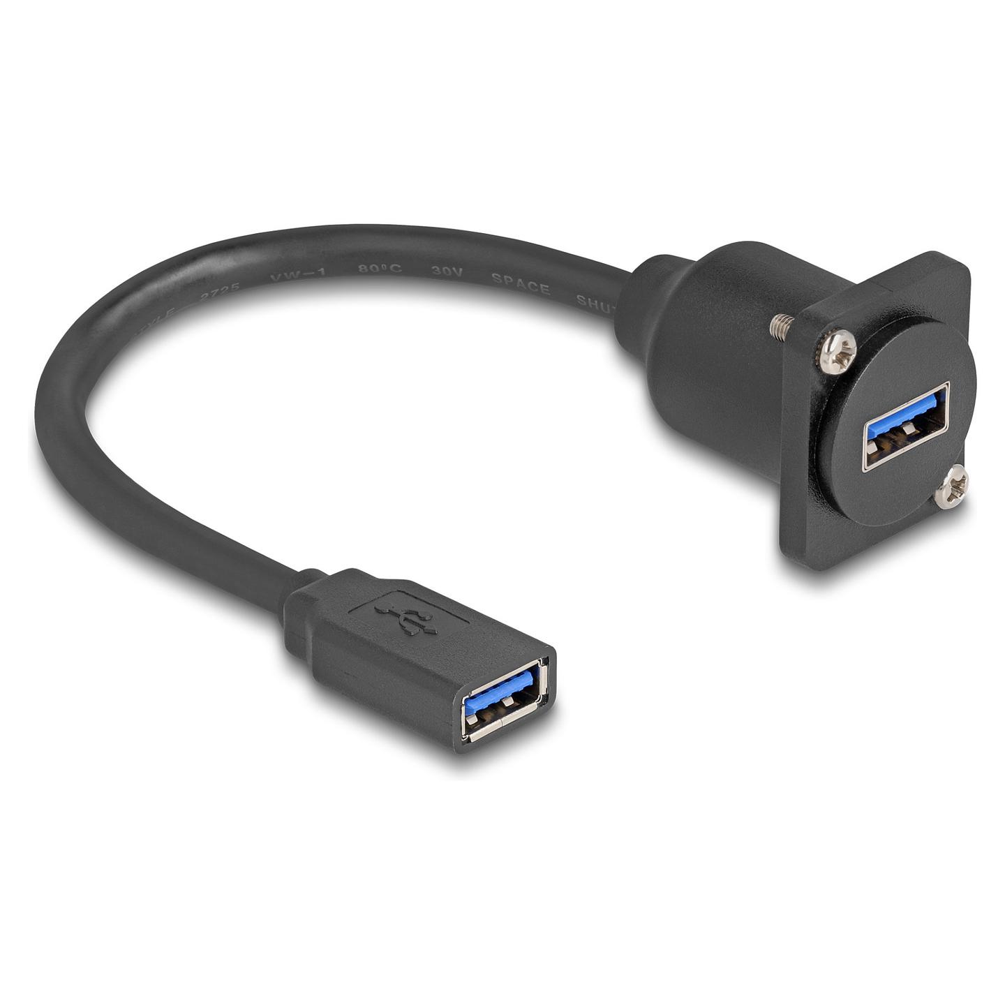 Kabllo USB D-Type DeLOCK 87983, USB-A në USB-A, 20cm, USB 5 Gbps - Zezë - 2