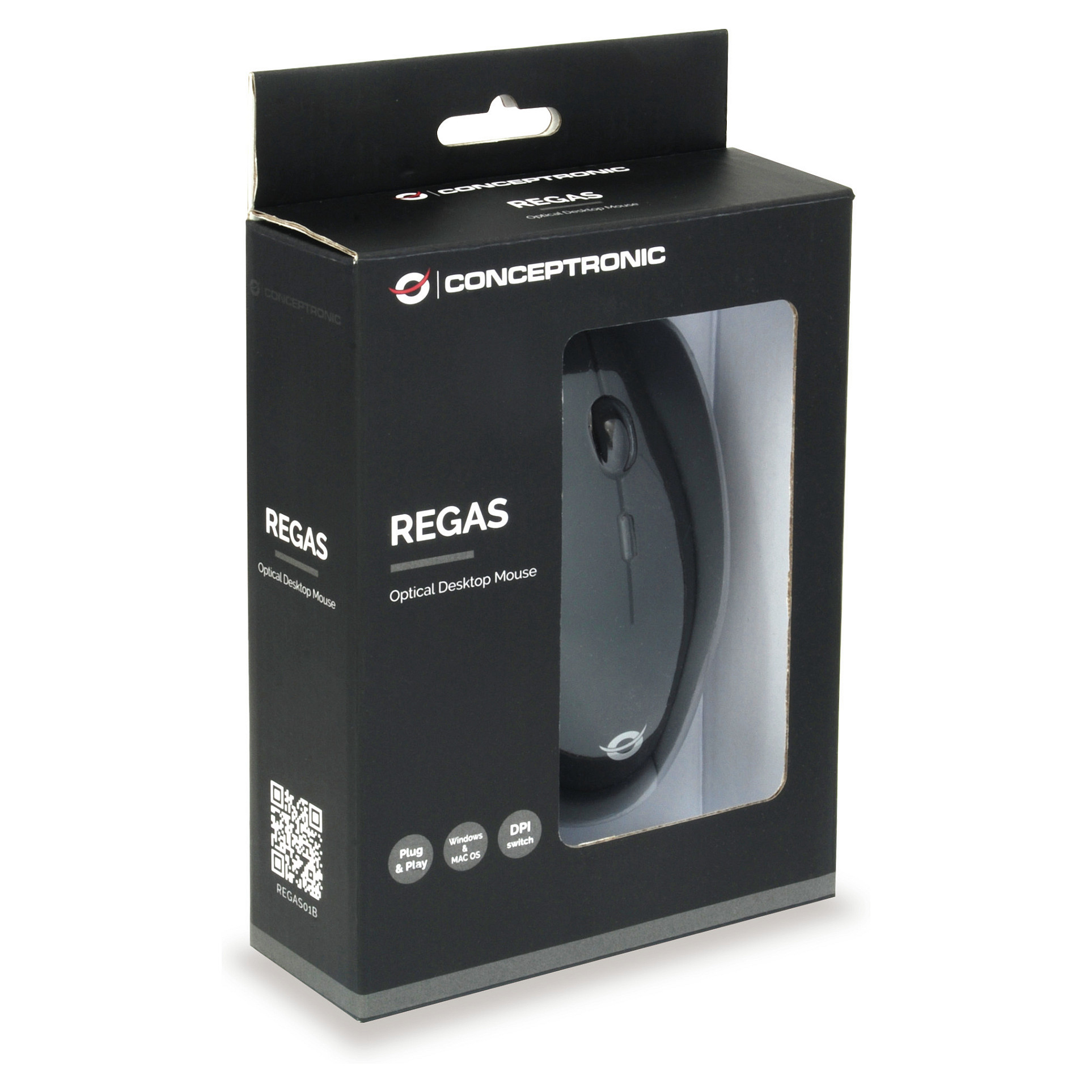 Maus me Kabllo Conceptronic REGAS01B / Optical / Desktop / USB – Zezë - 5