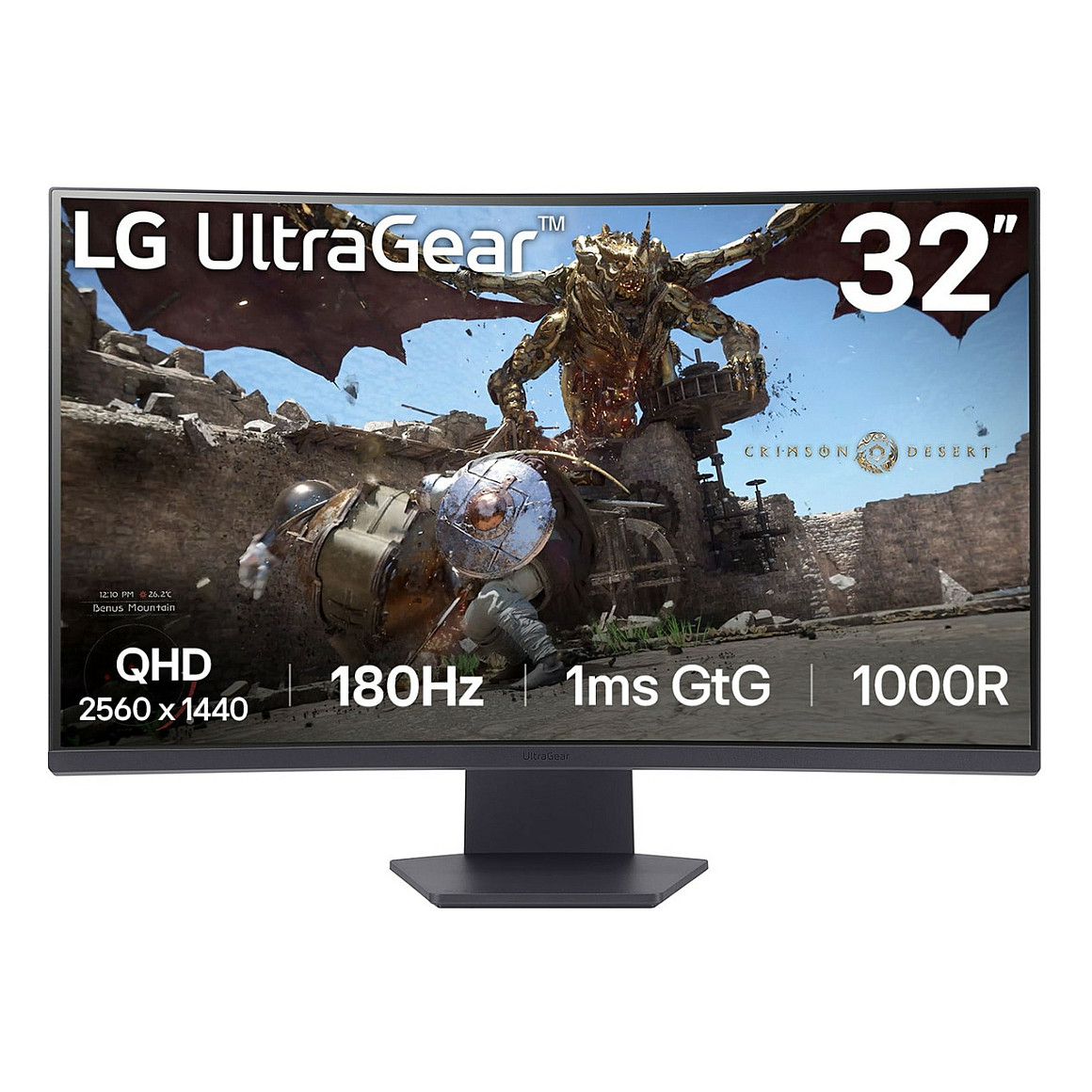 Monitor Gaming LG 32GS60QC-B Ultragear / 31.5”/ Quad HD VA / LCD / Curved / 180 Hz / 1 ms / HDMI+DP - Zezë - 1