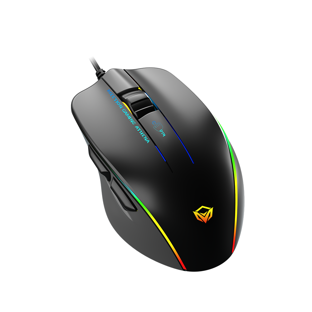Maus Gaming Meetion GM23 2023 / Butona 5+1 / 12800CPI / Max.7000 fps / RGB / USB / e Zezë dhe Gri - 1