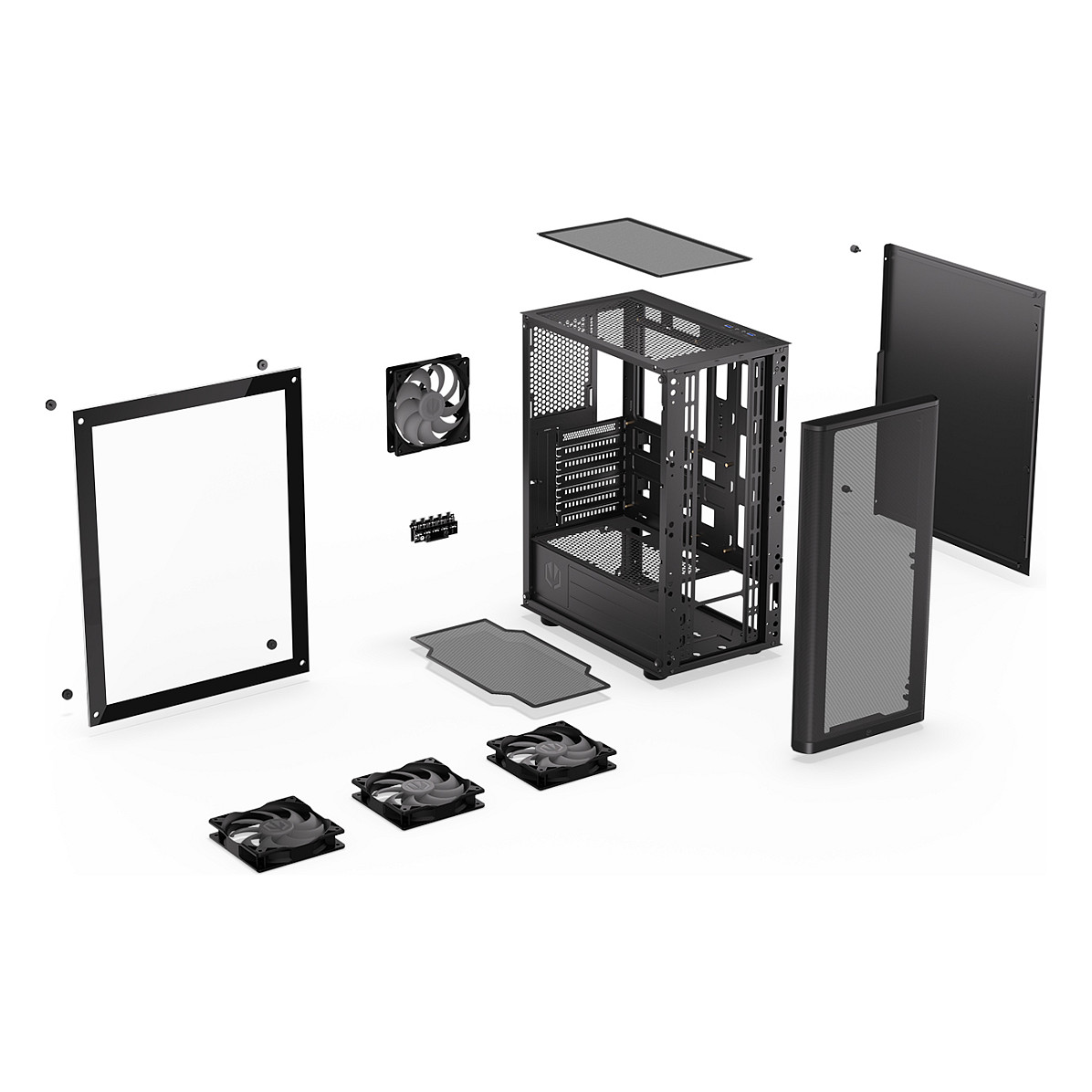 Kasë PC ENDORFY Ventum 200 ARGB / Midi Tower / ATX / 3x 120mm + 1x 120mm ARGB Fan / Tempered Glass - Zezë - 31