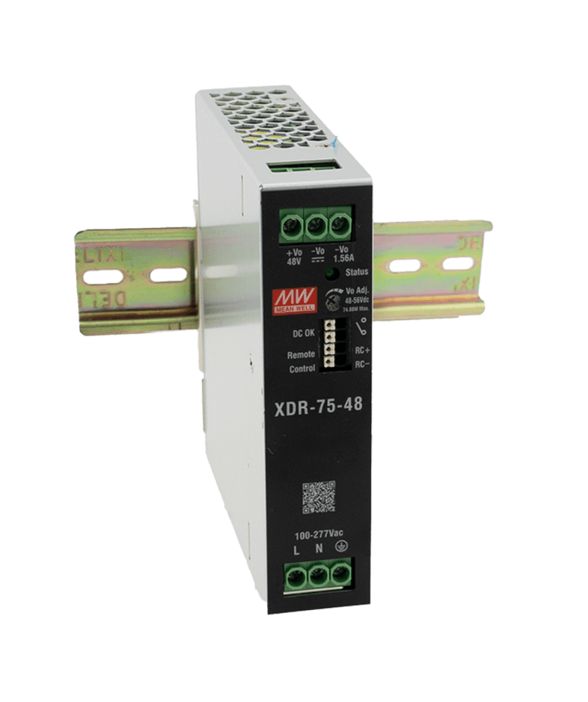 Furnizues Energjie Mean Well XDR-75-48, 75W, 48V DC, 1.56A, DIN Rail – Zezë