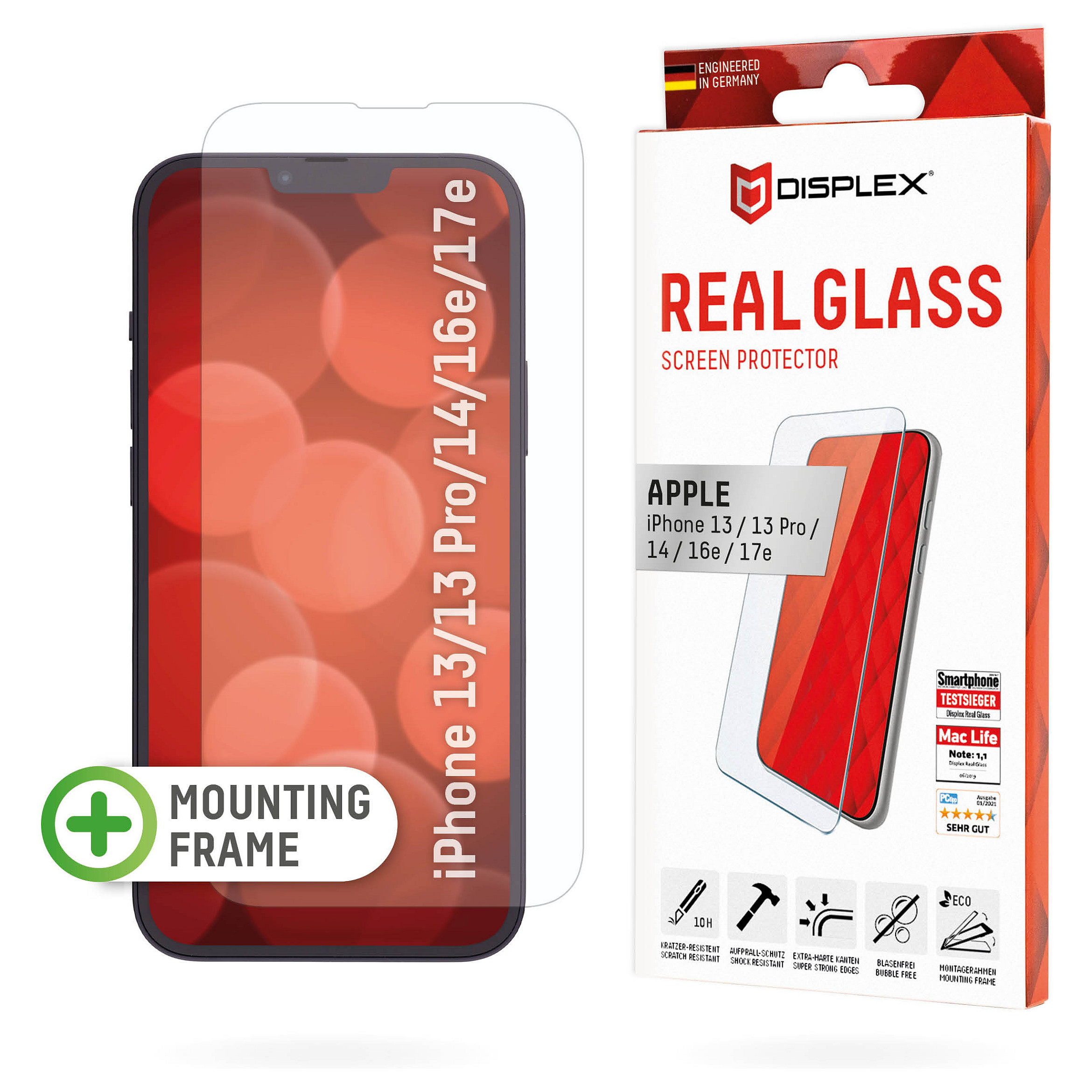 Mbrojtëse për ekran Displex / Apple iPhone 13 / 13 Pro / 14 / 16e / 17e / Xham Tempered Glass 10H - Transparente