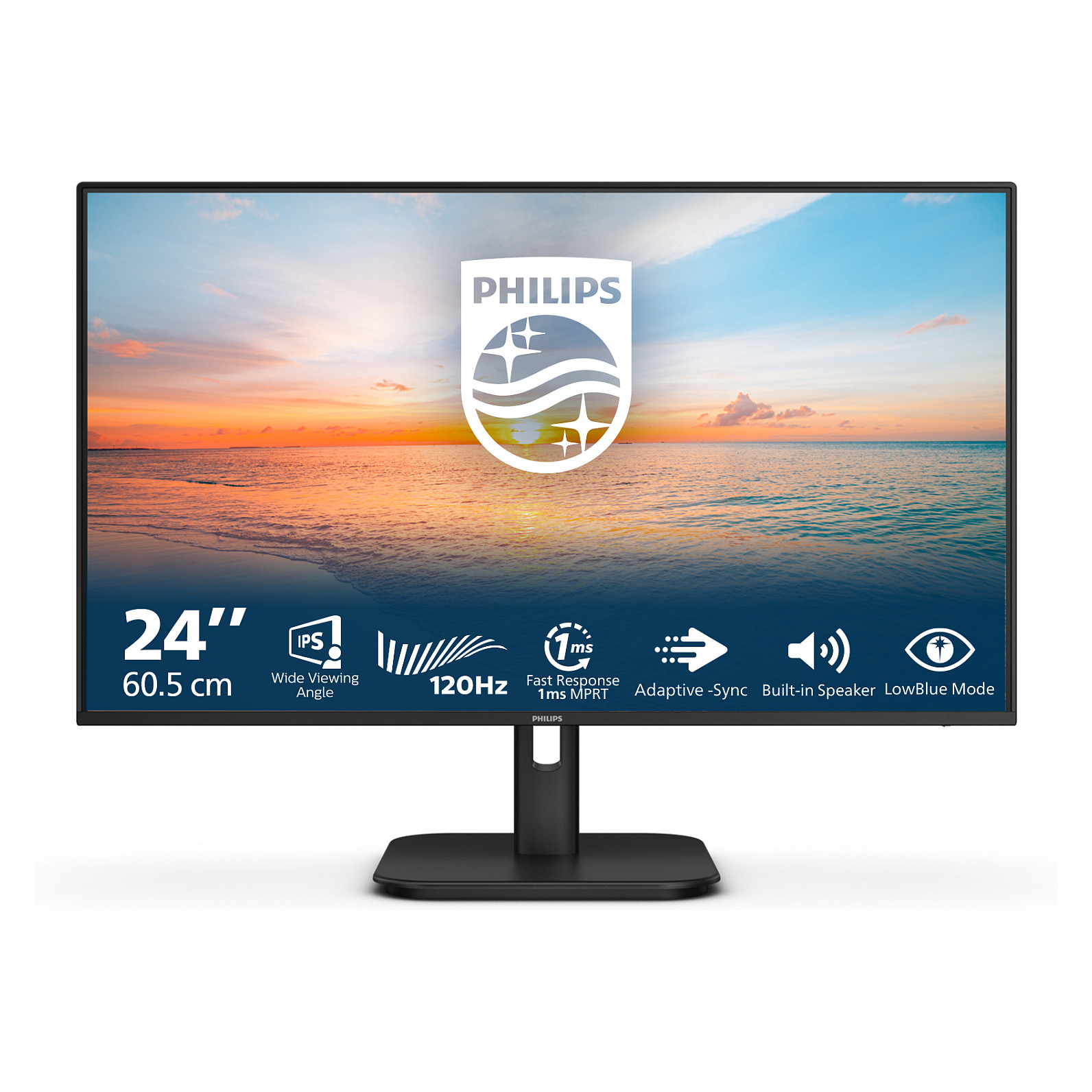 Monitor Philips 24E1N1200A / 23.8″ / FHD IPS LCD / 120Hz / 4ms / HDMI + VGA + DP- Zezë - 1