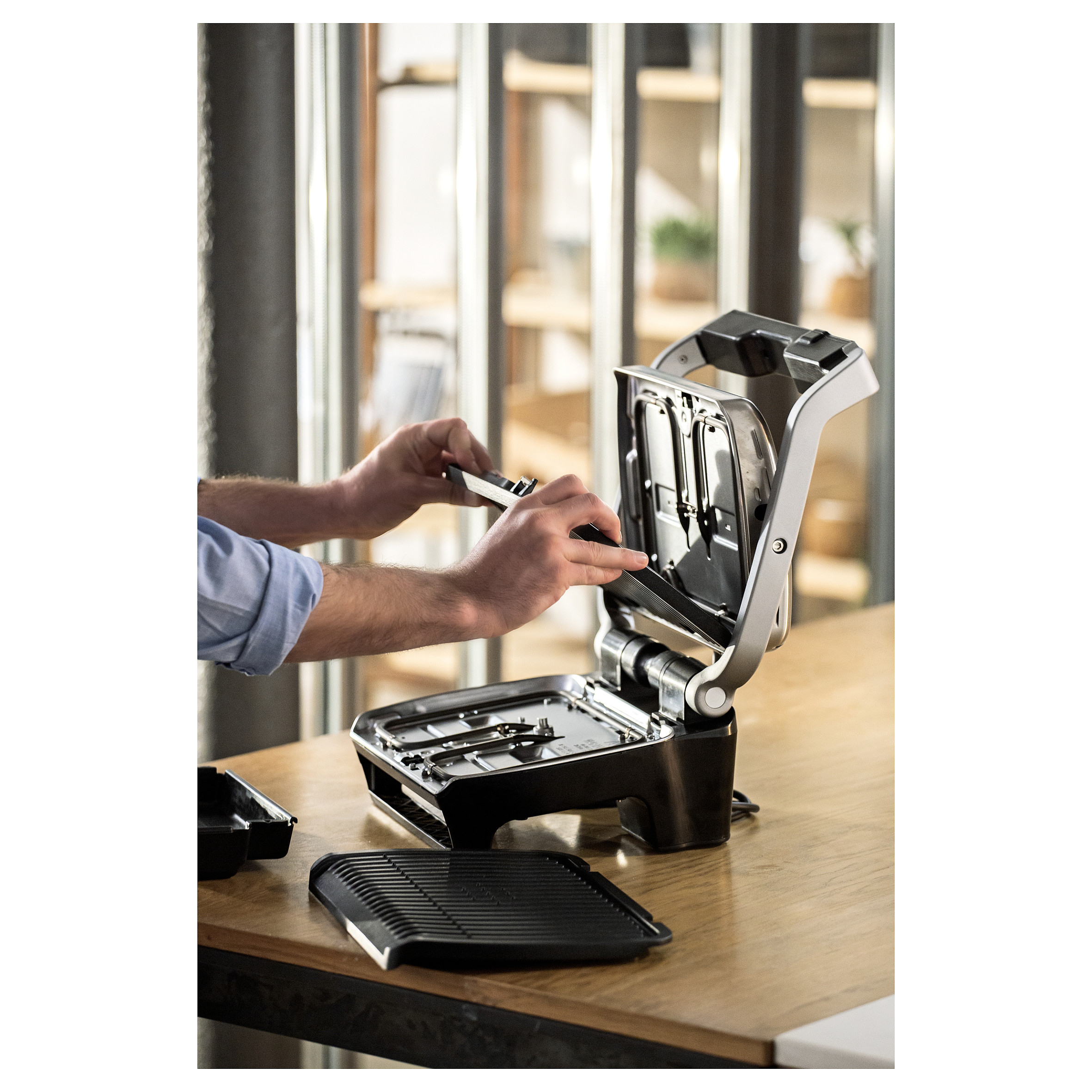 Grill Kontakti Tefal OptiGrill Elite GC750D / 2000W / 12 Programe / 30x20cm / Sear Boost / Touch – Zezë/Argjend - 7