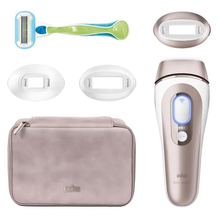 Makinë Depilimi Braun Skin i·expert PL7253, IPL, 3 Koka Ndërruese, Sensor Inteligjent SkinProtect, 10 Nivele Intensiteti, Wi-Fi me Aplikacion – Bardhë, Bronzë