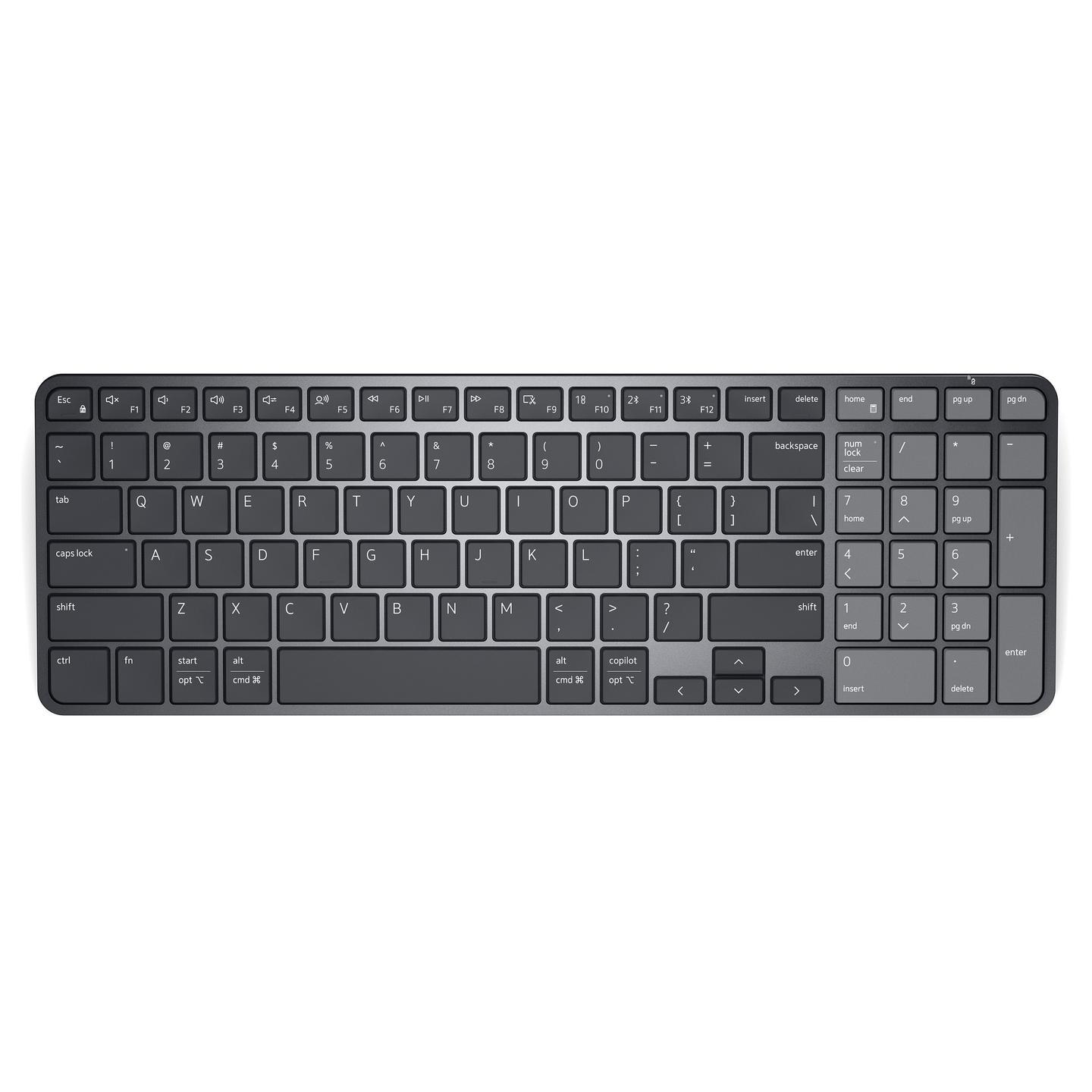 Tastierë pa kabllo Dell Pro 7 KB746, Bluetooth 6.0, marrës USB Dell Secure Link, kompakte, e rikarikueshme, QWERTZ gjermane – Hiri