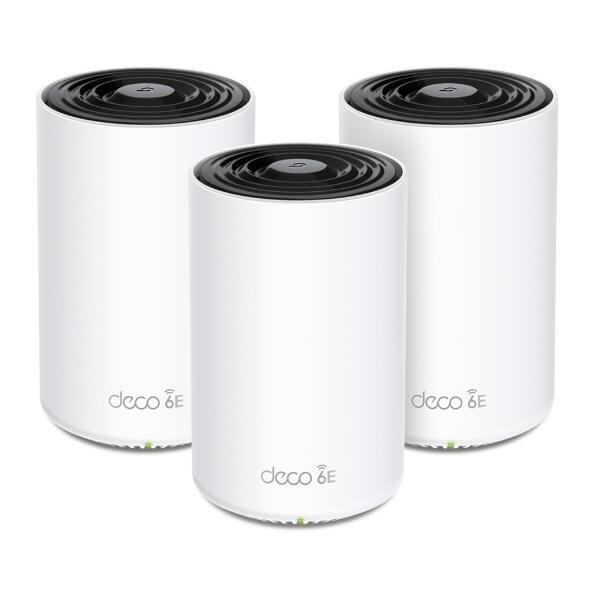TP-Link Deco XE75 (3-Pack) AXE5400 Wi-Fi 6E Mesh System – Tri-Band 2.4GHz + 5GHz + 6GHz, 574Mbps + 2402Mbps + 2402Mbps, 3× Gigabit WAN/LAN për njësi, 160MHz, WPA3 – Bardhë - 1