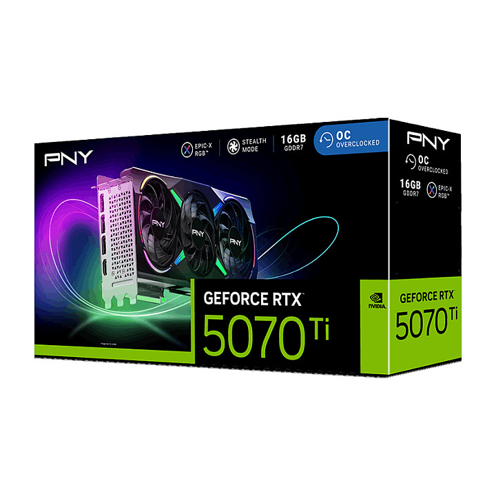 Kartelë Grafike PNY GeForce RTX 5070 Ti 16GB Gaming Triple Fan ARGB – Zezë - 10