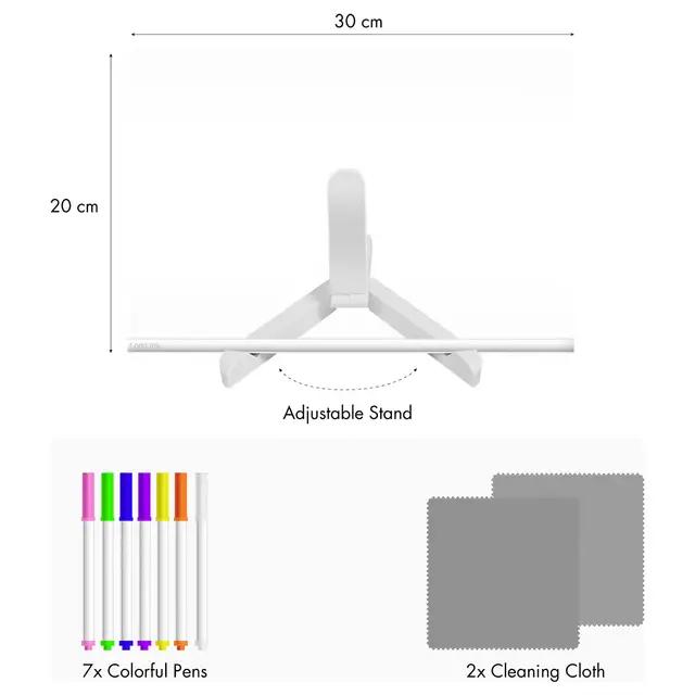 Whiteboard me Ndriçim LogiLink AA0192 / 30 × 20 cm / 7 Markerë – Transparente - 2